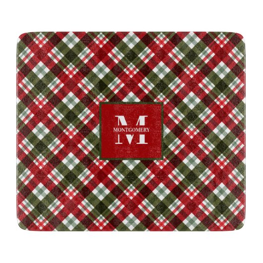 Gezinsmonogram kerstmis snijplank (Voorkant)