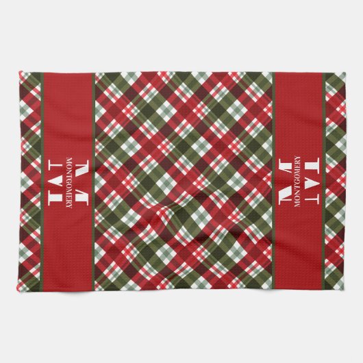 Gezinsmonogram kerstmis theedoek (Horizontaal)
