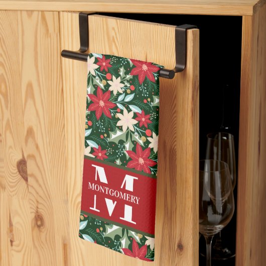 Gezinsmonogram kerstmis theedoek (Derde Gevouwen)