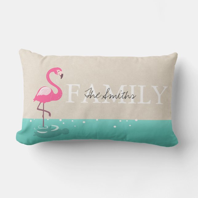 Gezinsmonogram Throw kussen Flamingo pillow (Voorkant)