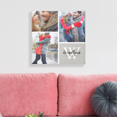 Gezinsmonogram Vastgestelde datum 3 Foto Collage Canvas Afdruk (Insitu (Woonkamer))