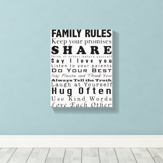 Gezinsregels Canvas Afdruk (Insitu (Houten vloer))