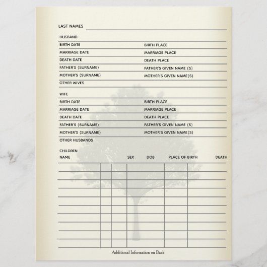 Gezinsregister genealogon (Voorkant)