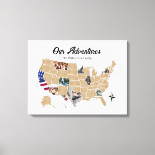 Gezinsreisavonturen Aangepast fotocollage Verenigd Canvas Afdruk