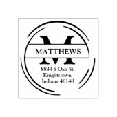 gezinsretouradres met monogram; 	rubberstempel (Afrduk)