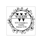 gezinsretouradres met monogram; 	rubberstempel (Afrduk)