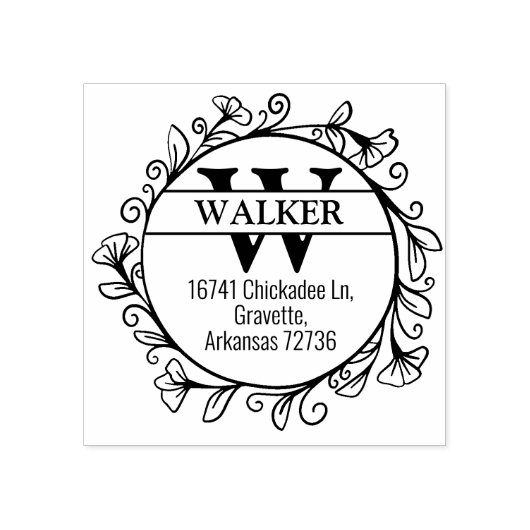 gezinsretouradres met monogram; 	rubberstempel (Afrduk)