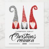 Gezinsreünie kerst Gnomes gepersonaliseerd Wijn Etiket (Enkel label)