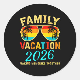 Gezinsvakantie 2026 Strand Bij elkaar Passende Zom Ronde Sticker
