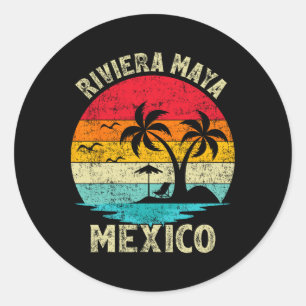Gezinsvakantie Retro Mexico Riviera Maya Ronde Sticker