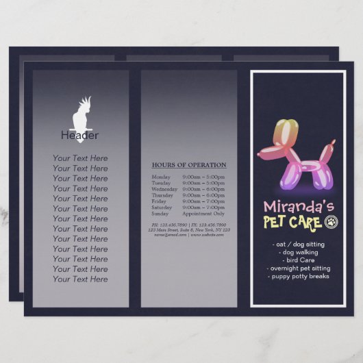 Gezinsverzorging van salon met tri-Fold Brochures (Voorkant / Achterkant)