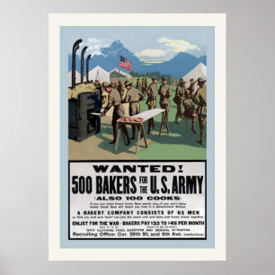 Gezocht! ~ 500 bakkerijen ~  Eerste Wereldoorlog Poster