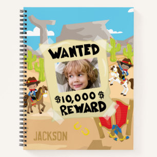 Gezocht Cowboy met foto en naam, kleine jongen Notitieboek