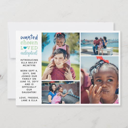 Gezocht gekozen Loved Blue Photo Collage Aankondiging (Voorkant)