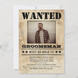 Gezocht getuige bruidsjonker grappige foto-uitnodi
