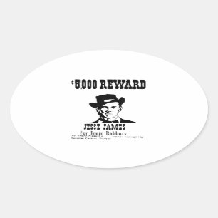Gezocht Jesse James Ovale Sticker