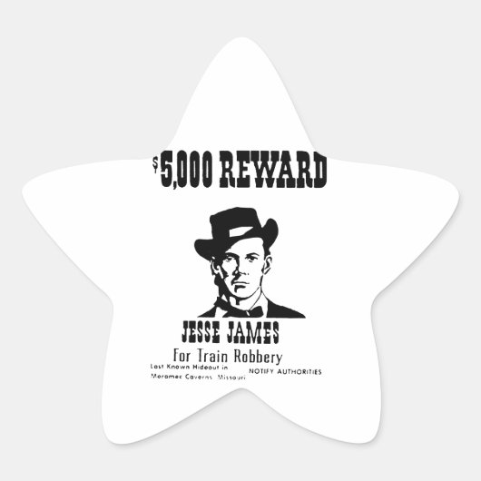 Gezocht Jesse James Ster Sticker (Voorkant)