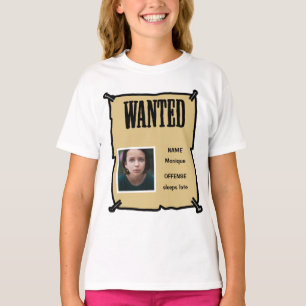 Gezocht Kid Cute Cartoon Bord en overtreding T-Shi T-shirt