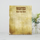 Gezocht Old West Theme Letterhead Stationery (Staand voorkant)