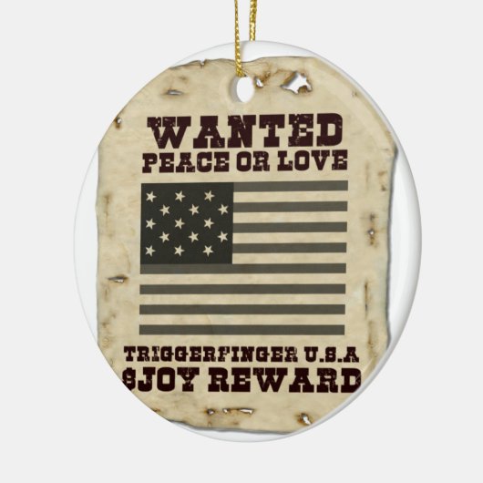 Gezocht, op vrede geïnspireerd tekstontwerp keramisch ornament (Links)