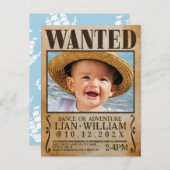 GEZOCHT! Piraten eerste verjaardagsfeestje Uitnodiging Briefkaart (Voorkant / Achterkant)