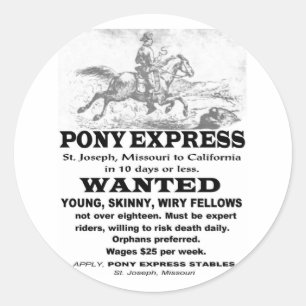 Gezocht Pony Express Rider Ronde Sticker