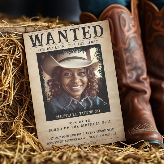 Gezocht Poster 50e verjaardagsfeest  foto Kaart