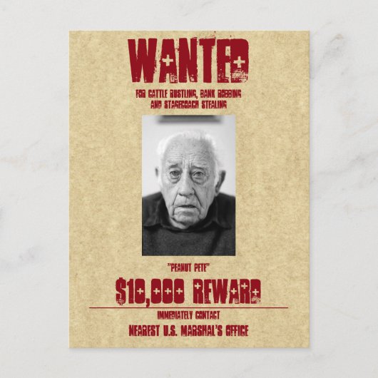 Gezocht Poster Aangepaste Sjabloon Briefkaart (Voorkant)