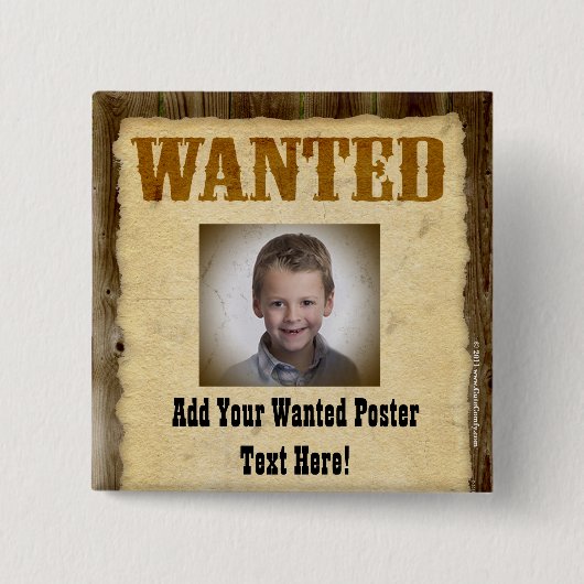 Gezocht Poster,  Afbeelding Lijst Vierkante Button 5,1 Cm (Voorkant)