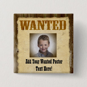 Gezocht Poster, Afbeelding Lijst Vierkante Button 5,1 Cm