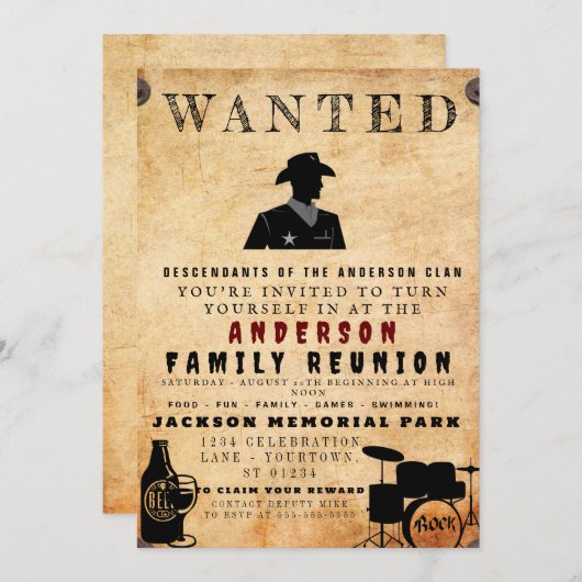 Gezocht Poster Familie reunion Barbeque Uitnodigin Kaart (Voorkant / Achterkant)