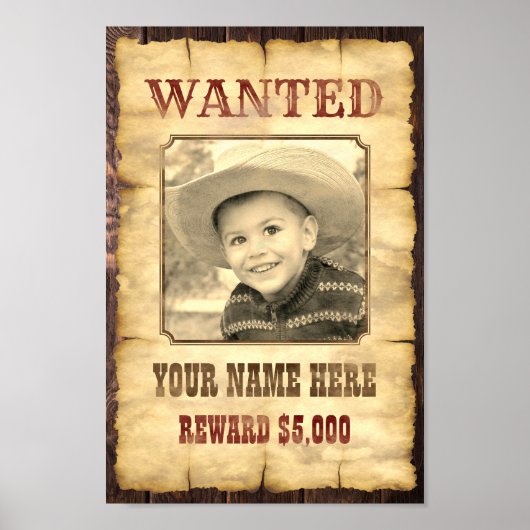 Gezocht Poster |  foto-sjabloon voor Wilde West (Voorkant)
