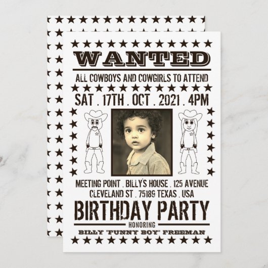 Gezocht Poster, moderne Westerne verjaardag Kaart (Voorkant / Achterkant)