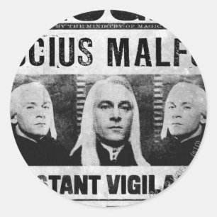 Gezocht Poster van Lucius Malfoy Ronde Sticker