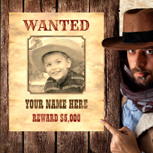 Gezocht Poster Wild West Foto Sjabloon