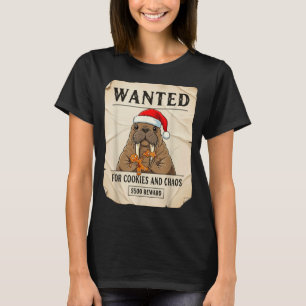 Gezocht voor koekjes en chaos Grappige walrus kers T-shirt