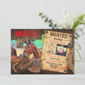 Gezocht Westerne cowboyuitnodiging Kaart (Staand voorkant)