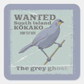 Gezocht Zuid-eiland Kokako Vierkante Sticker (Voorkant)