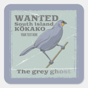 Gezocht Zuid-eiland Kokako Vierkante Sticker