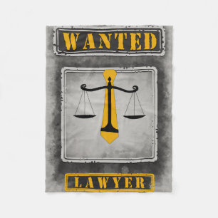 Gezochte advocaat, schalen, geel stropdas, grijs fleece deken