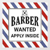 Gezochte Barber past binnen de hulp van de Winkel  Raamsticker (Vel)