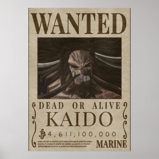 Gezochte bounty van KAIDO kaido Poster (Voorkant)