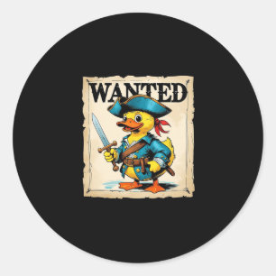 Gezochte Cruise Eend Piraat Zwaard Hoed Oceaan Pre Ronde Sticker