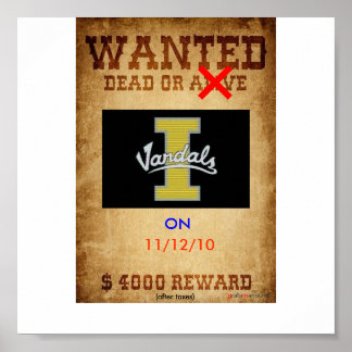 Gezochte dood of levende Vandals Poster