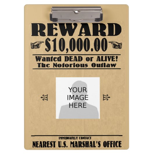 Gezochte Gezochte Dood of Alive Klembord (Voorkant)