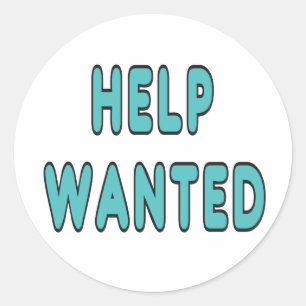 Gezochte hulp ronde sticker