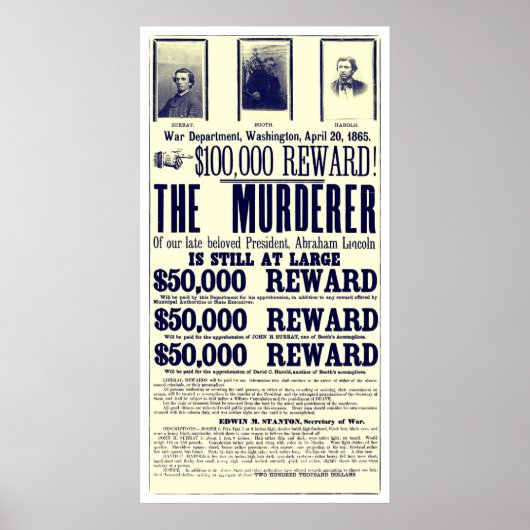 Gezochte Lincoln Murderer Print (Voorkant)