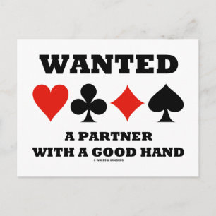 Gezochte partner met een goede hand (vier kaarteen briefkaart