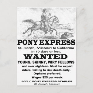 Gezochte Pony Express Rider Briefkaart