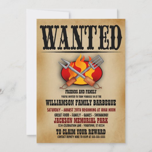 Gezochte Poster Familie Barbecue Uitnodigingen (Voorkant)